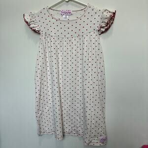 Ruffle Girl Heart Dress Size 12/14 Red White Ruffle Sleeve